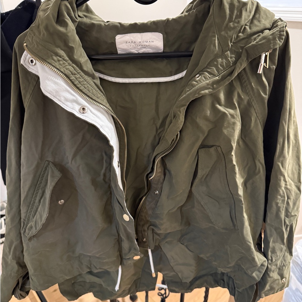 Zara Olive Green Varsity Jacket